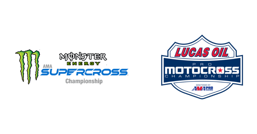 Monster Energy Supercross and Lucas Oil Pro Motocross logos