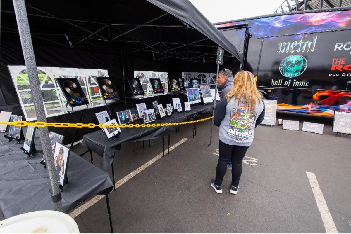 The Metal Across America Tour features an array of unique items from some of the most iconic rock bands in the genre. New this year, is a pair of Gene Simmons’ (KISS) iconic Love Gun album and tour boots. Photo Courtesy of Metal Hall of Fame