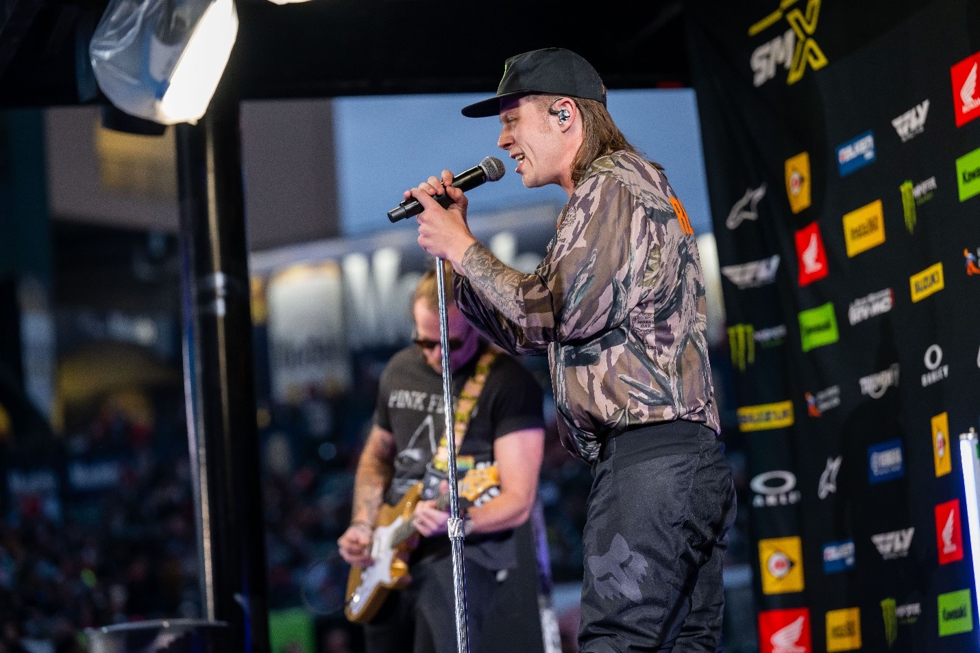 Blake Redferrin performing as part of opening ceremonies at Round 3 of the SMX World Championship series at Angel Stadium in Anaheim, California.