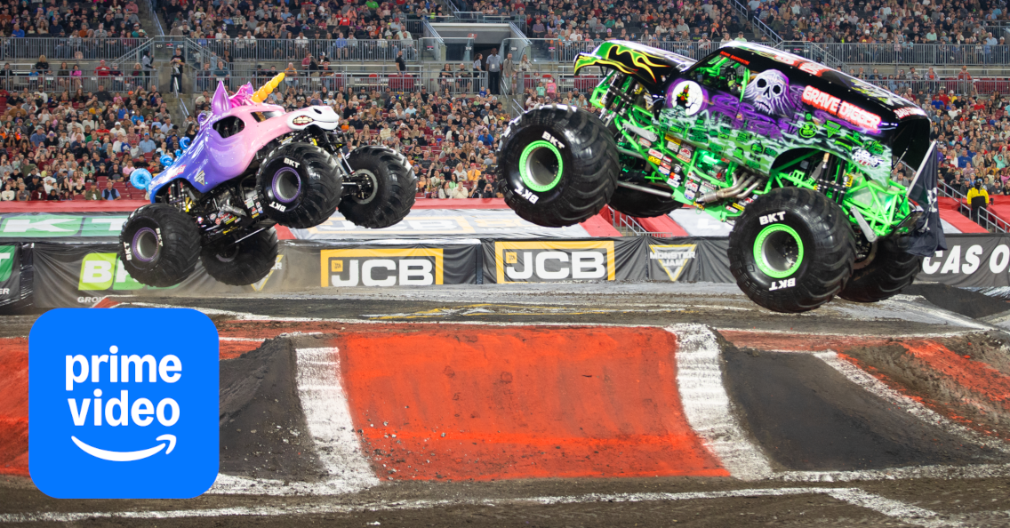 Photo of Sparkle Smash and Grave Digger with Amazon Prime Video logo