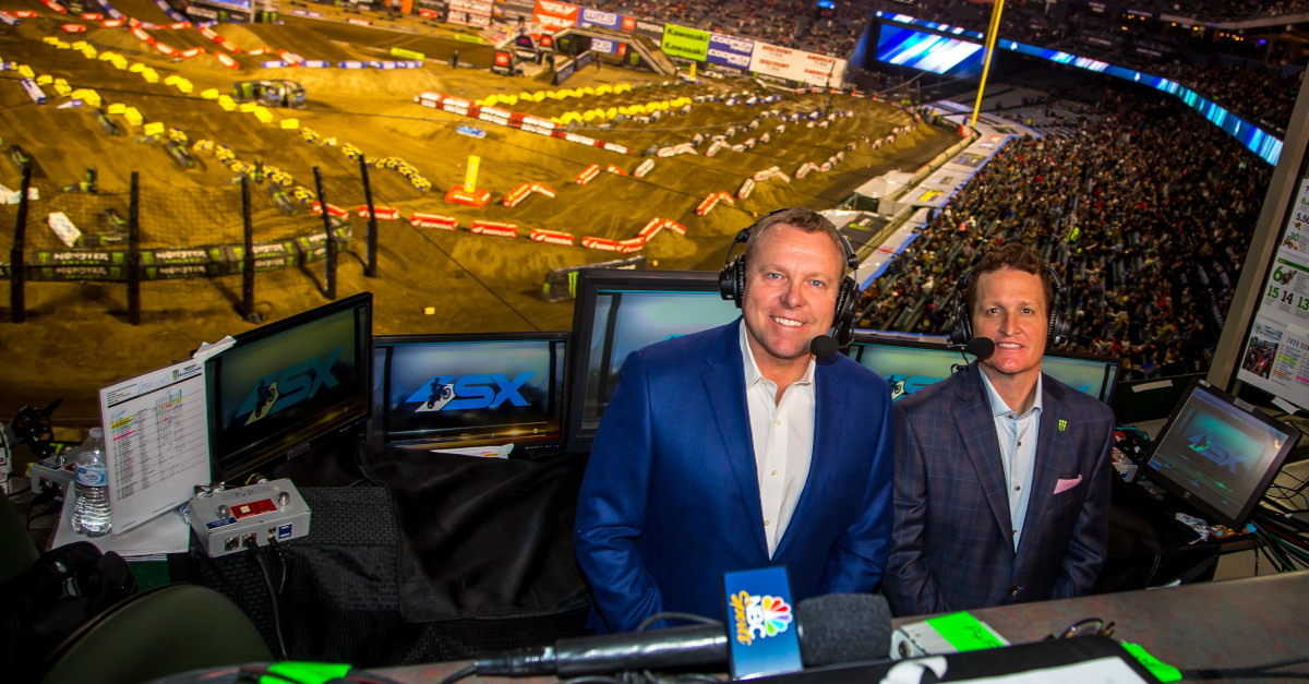 Leigh Diffey (left), Ricky Carmichael (right), and James Stewart (pictured below) poised to share the booth at Anaheim 1 in 2026.