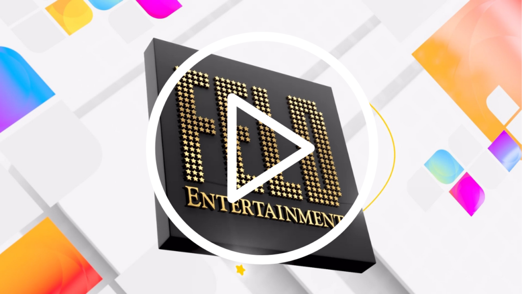 Feld Entertainment logo with play symbol over it