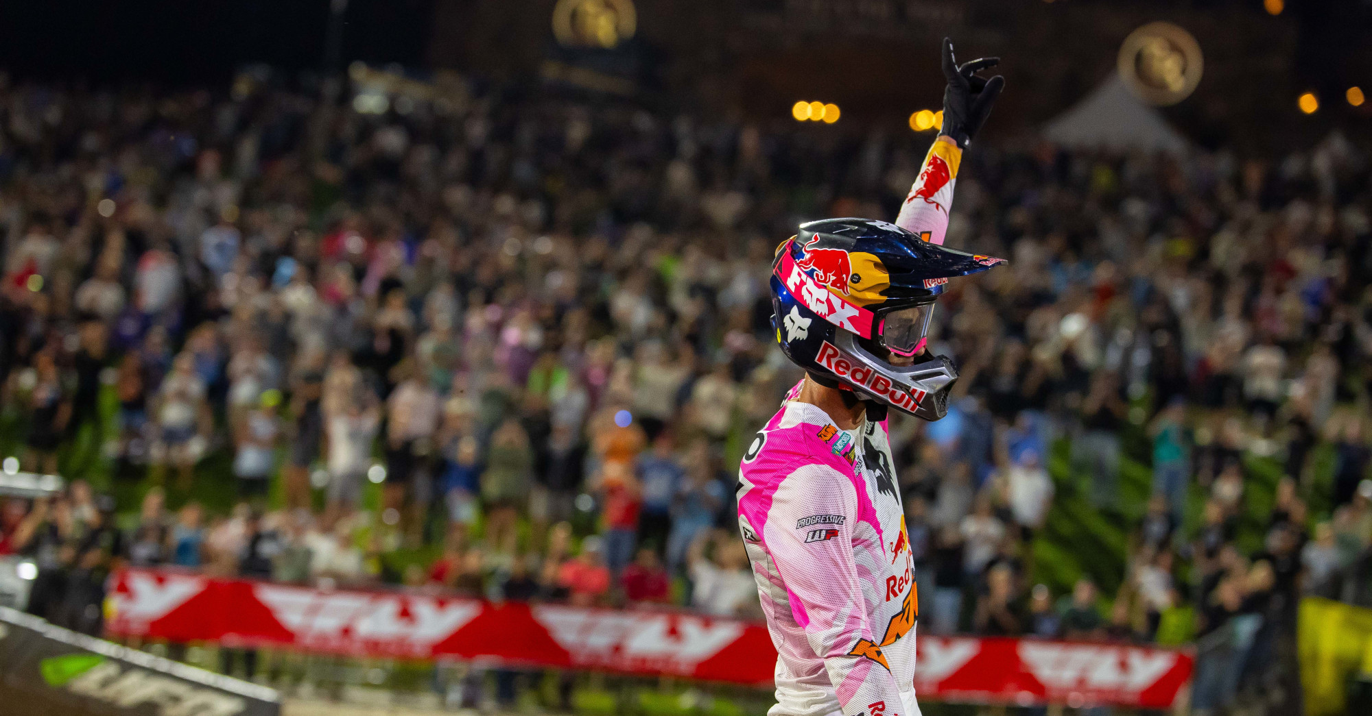 Jorge Prado after winning the 2026 Monster Energy SMX World Championship title at Thunder Ridge Nature Arena in Ridgedale, Missouri.